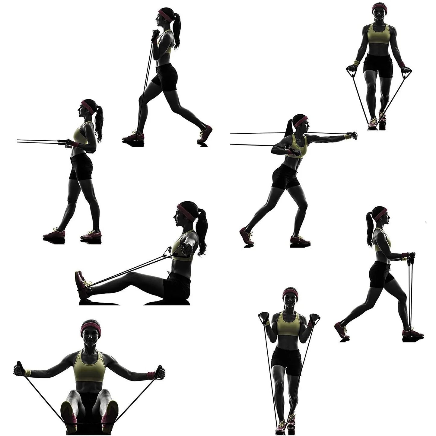 Kit de 11 Extensores Elásticos Funcionais para Treinos de Academia, Ginástica e Exercícios Fitness – Desenvolvimento Muscular
