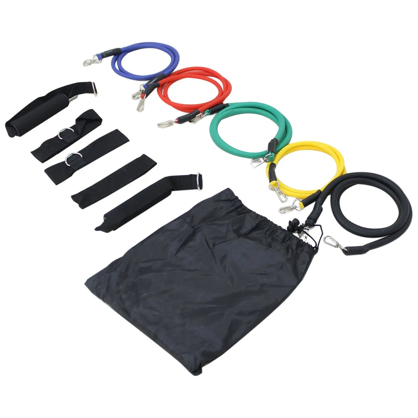 Kit de 11 Extensores Elásticos Funcionais para Treinos de Academia, Ginástica e Exercícios Fitness – Desenvolvimento Muscular