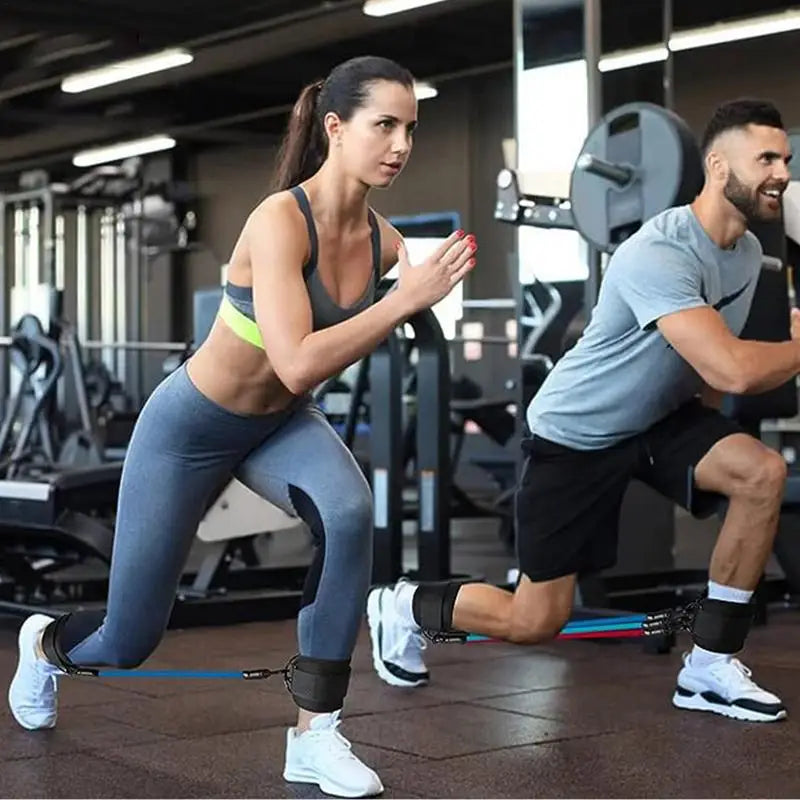 Conjunto de Faixas de Resistência de Pernas com Tira de Tornozelo para Mulheres e Homens Treino de Glúteos