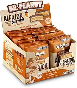 Caixa com 12un 55g cada Alfajor Dr. Peanut C/ Whey Protein sabor Doce de leite