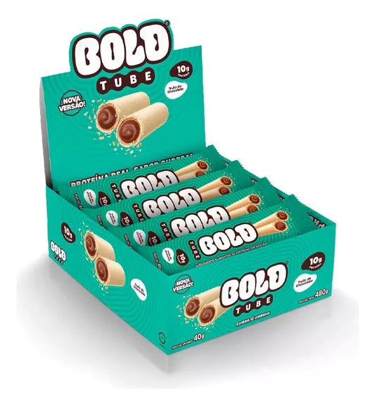Caixa 12un chocolate Proteíco Bold Tube Trufa