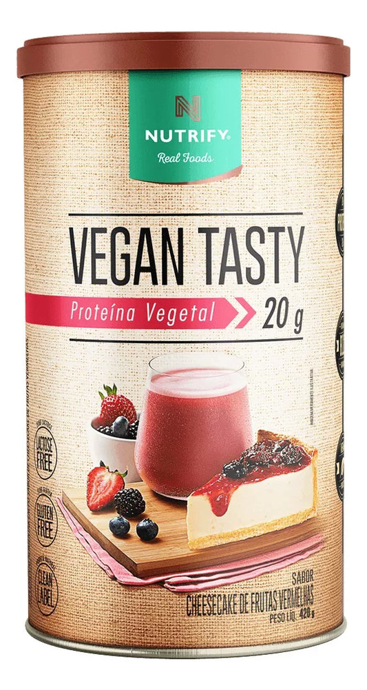 Proteína Vegetal em Pó Vegan Tasty Nutrify Cheesecake de Frutas Vermelhas 420g