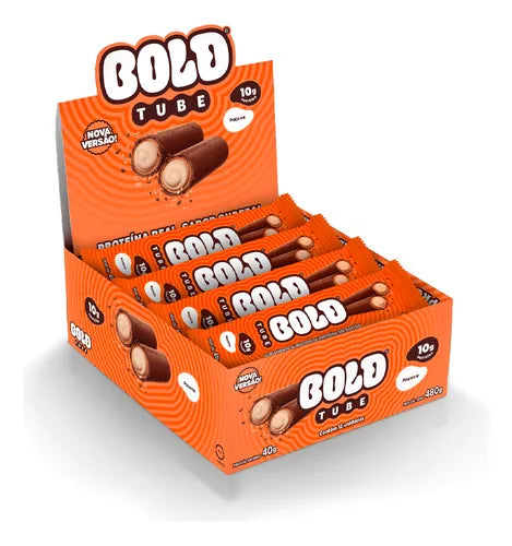 Caixa 12un chocolate Proteíco Bold Tube paçoca