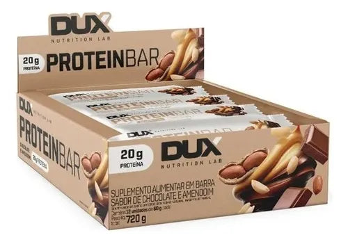 Protein Bar 20g De Proteína 12un De 60g - Dux Nutrition Sabor Chocolate E amendoim