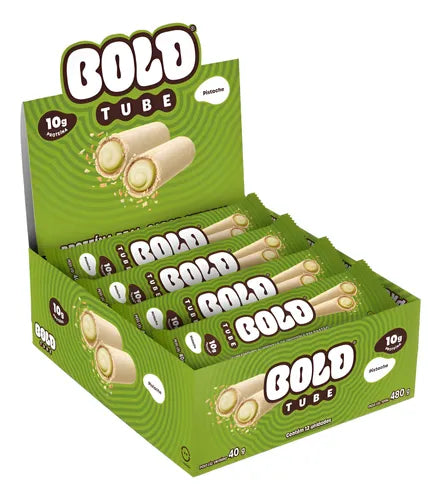 Caixa 12un chocolate Proteíco Bold Tube Pistache